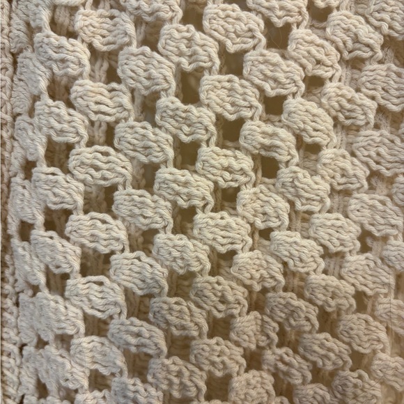 Open-Knit Button Front Short Sleeve Sweater - Cream - Picture 6 of 6